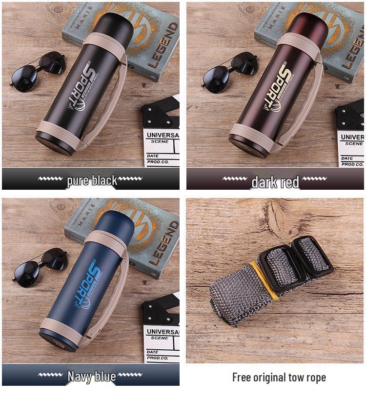Men's 1500ml Stainless Steel Travel Thermos Flask - Large Capacity Outdoor Vacuum Bottle