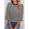 New Women's Round Neck Striped Back Tie Bow Pullover Knitted Top