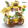 City Japanese Street View Food Vehicle Shop Barbecue Sushi Shaved Ice Ramen Car Model Building Blocks Friend Girl Bricks Toy