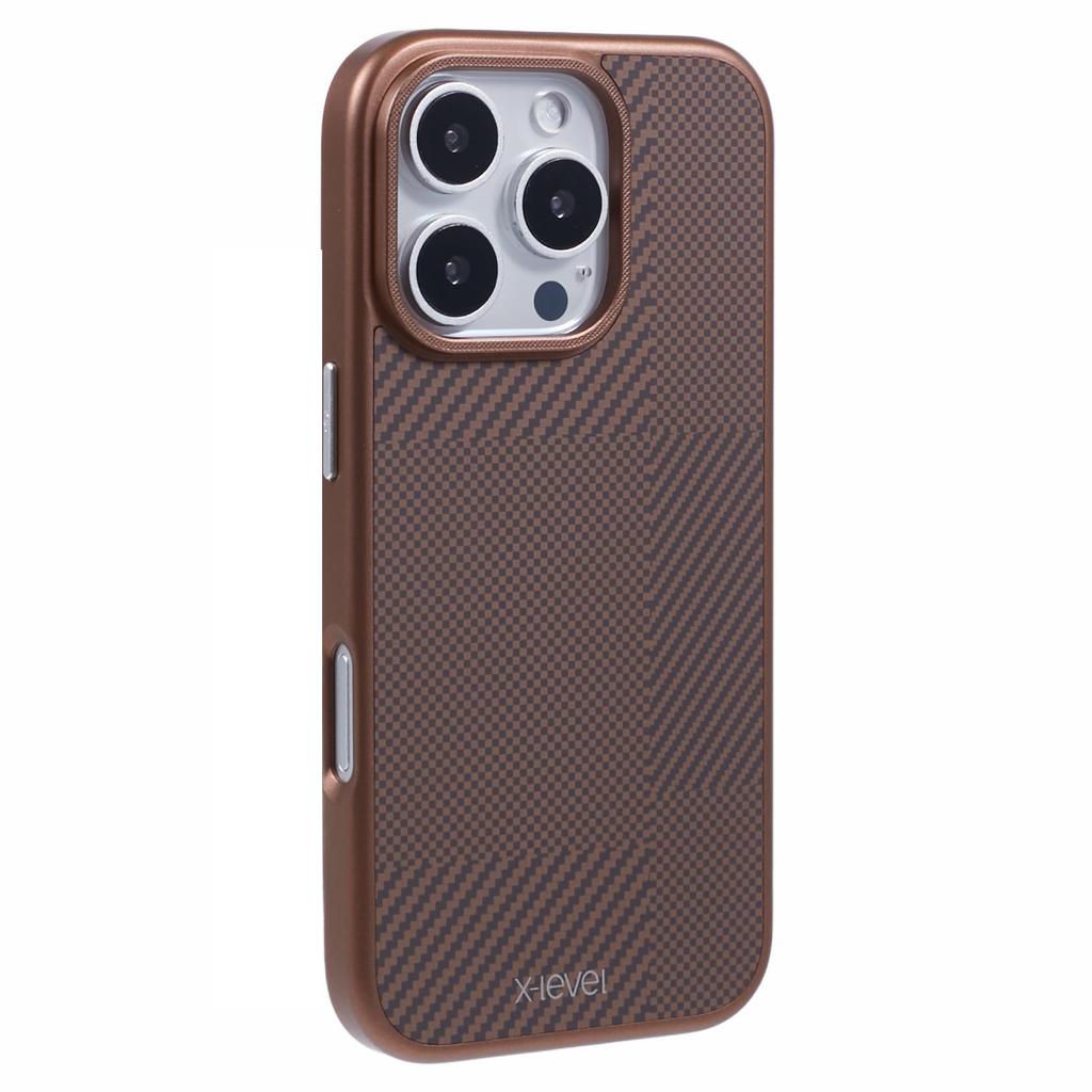 X-LEVEL For iPhone 16 Pro Max Magnetic Case Hard PC Phone Cover Carbon Nano-Fiber Texture