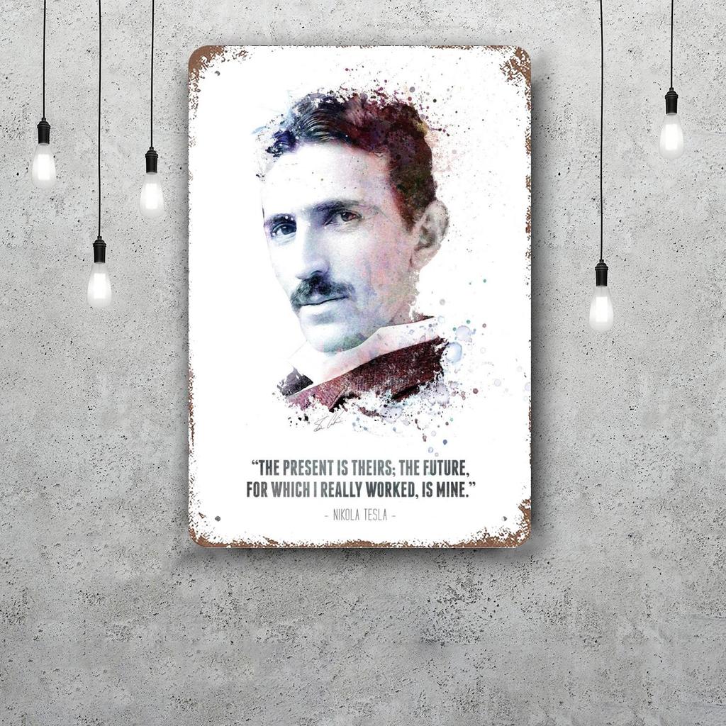 Nikola Tesla Vintage Tin Sign Home Decor Wall Decor Art Wall Mural Room Decoration Decor Retro Metal Sign Plate Bar Posters