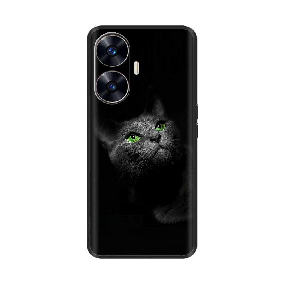 For Realme C55 Case C 55 4G Soft Silicone Back Cases For OPPO Realme C55 RealmeC55 Phone Back Cover 6.72" Black Bumper TPU Para