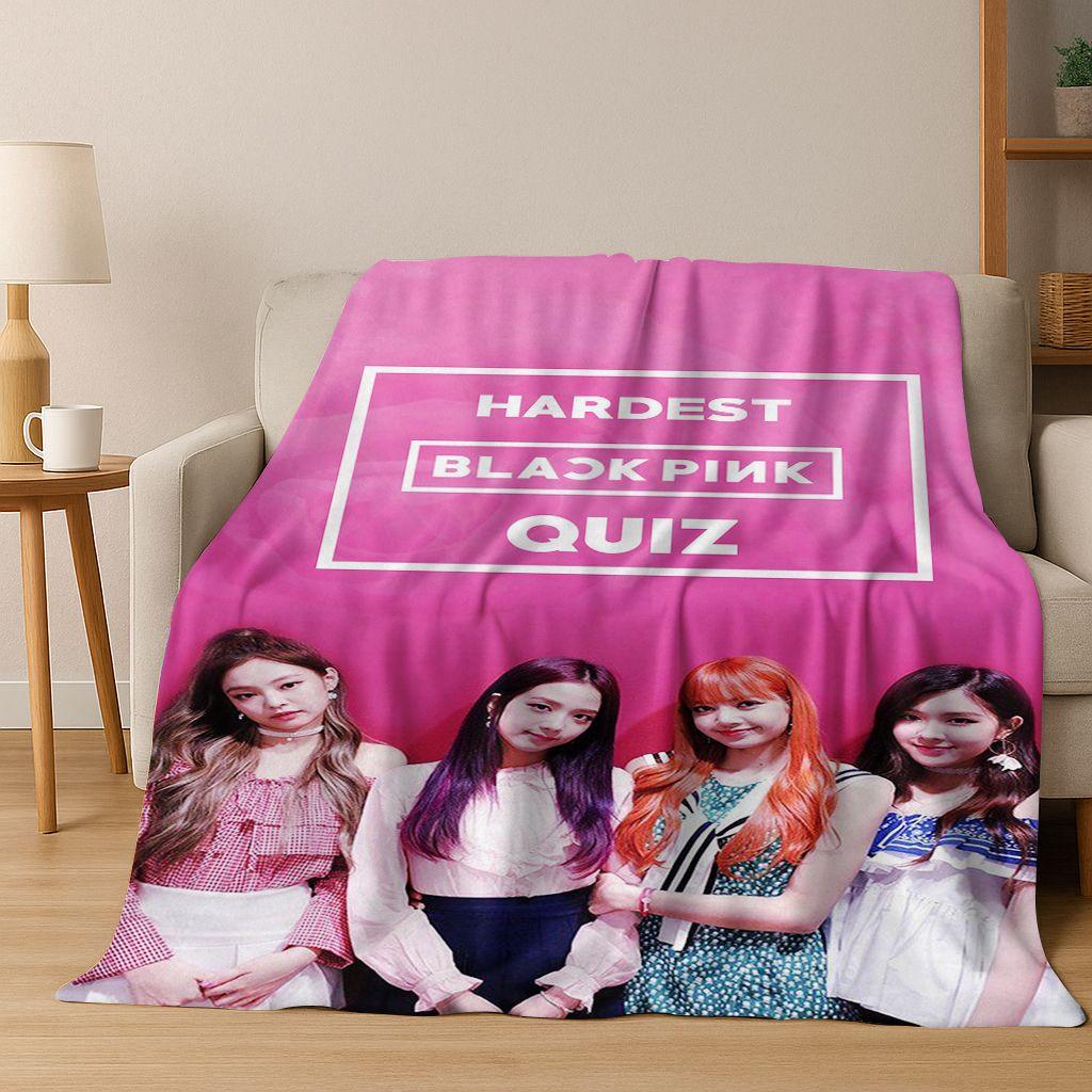 Fashion Kpop B-Black Pink Group Singer Star Flannel Blanket Soft Throw Blanket for Bed Bedroom Living Room Travel Picnic Gift