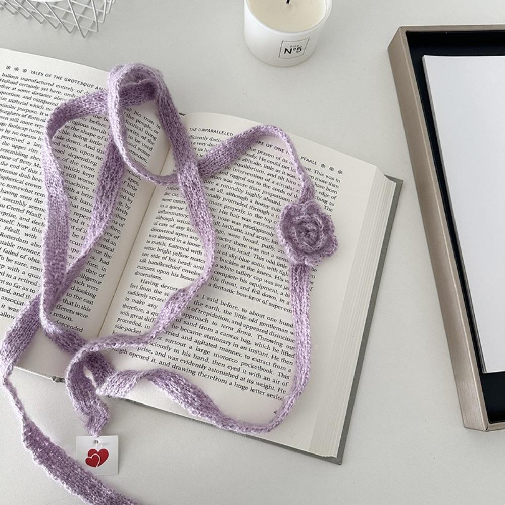 Solid Color 3D Rose Scarf Handmade Crocheted Three-Dimensional Rose Handmade Crochet Scarf Wool Shawl Knitted Scarf Wool Shawl фиолетовый