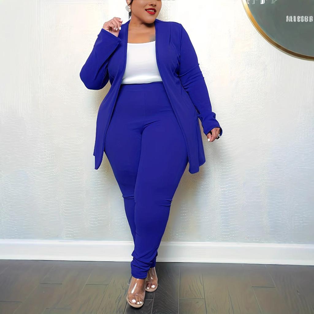 Plus Size Womens Blazer Long Sleeve Casual Suit With Polyester Fabric For Office Wear