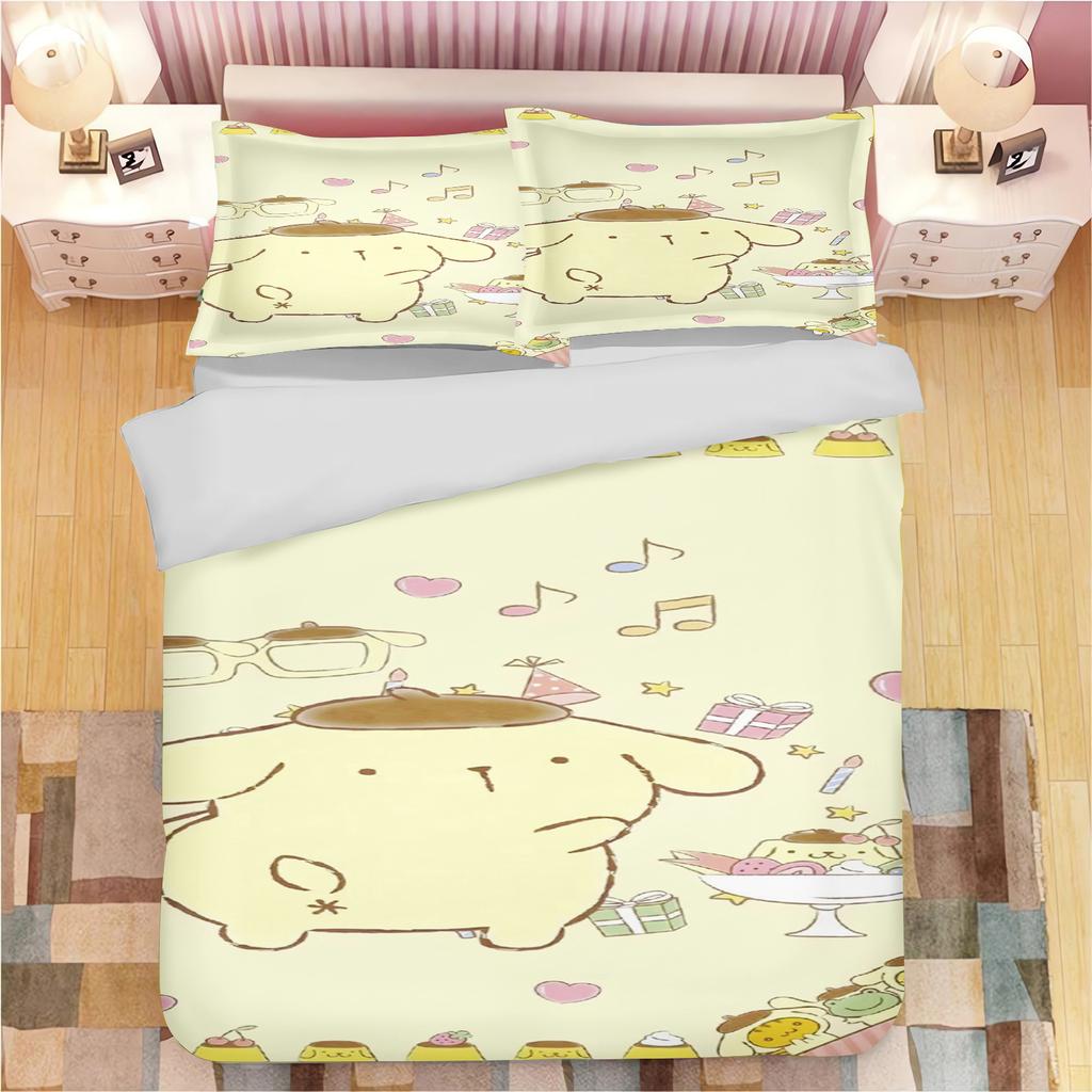 MINISO Pompompurin Dog Quilt Cover Children Cartoon Duvet Animation Printed Comforter Polyester Bedding Twin Size Gift