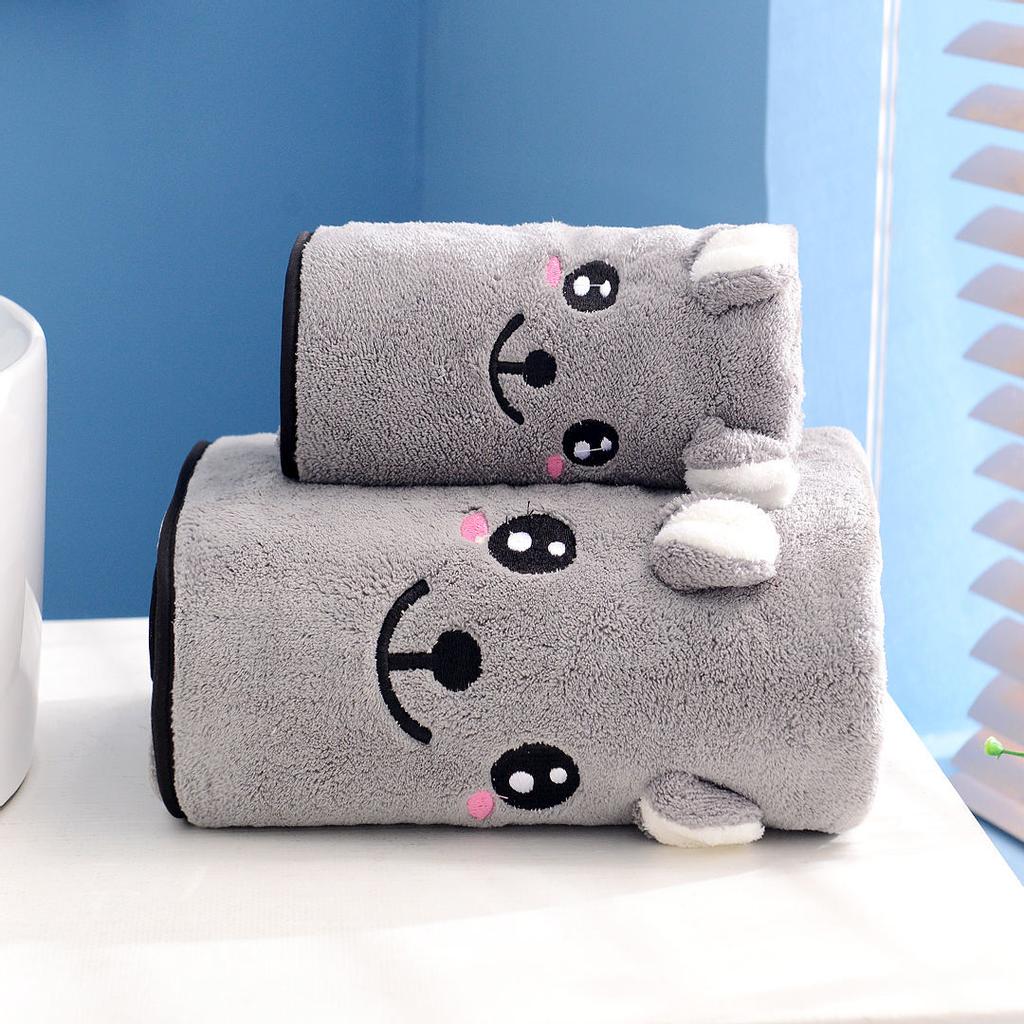 Niedliches Badetuch-Set für den Haushalt, reine Baumwolle, superweich, saugfähig, Badetuch aus Cartoon-Stoff, hautfreundlich, weich und saugfähig
