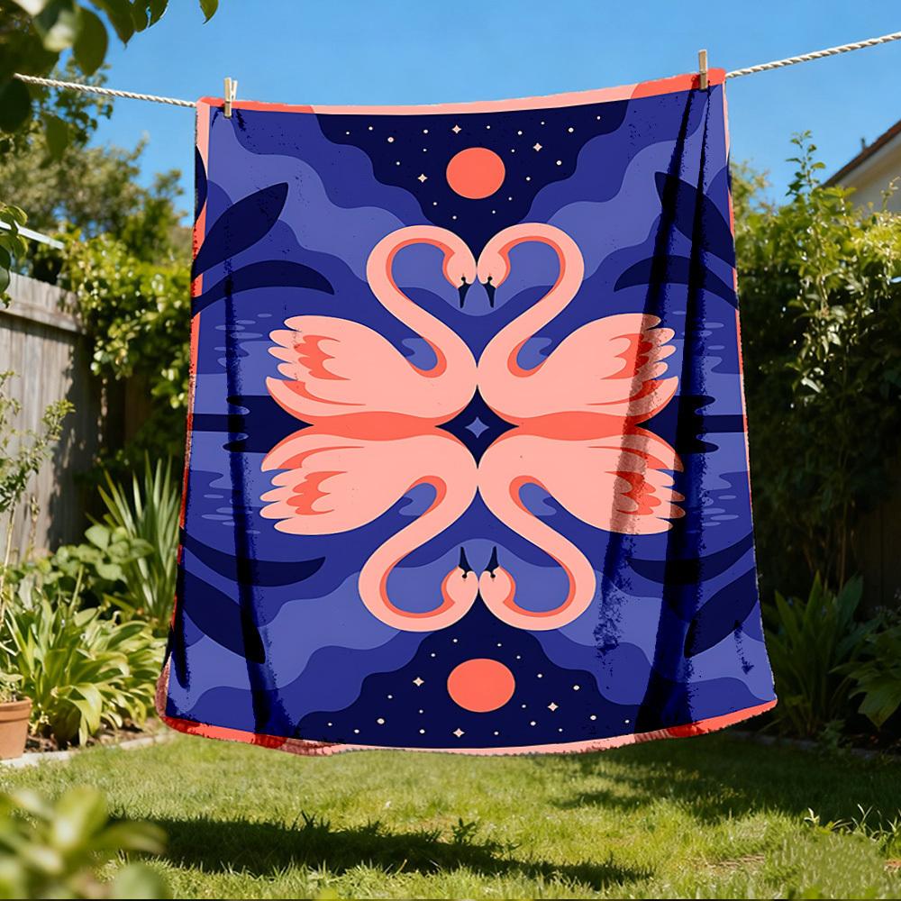 

1pc Swan Lake Art Print Outdoor Flannel Blanket , Machine Washable Perfect Gift for Birthday , Holiday Travel Accessory , Durable Material 80x120cm