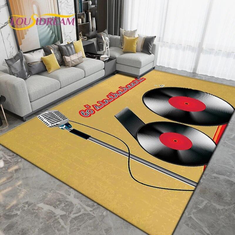 Classical Music Vintage Vinyl Record Area Rug Large,Carpet Rug for Living Room Bedroom Sofa,Kitchen Bathroom Non-slip Floor Mats
