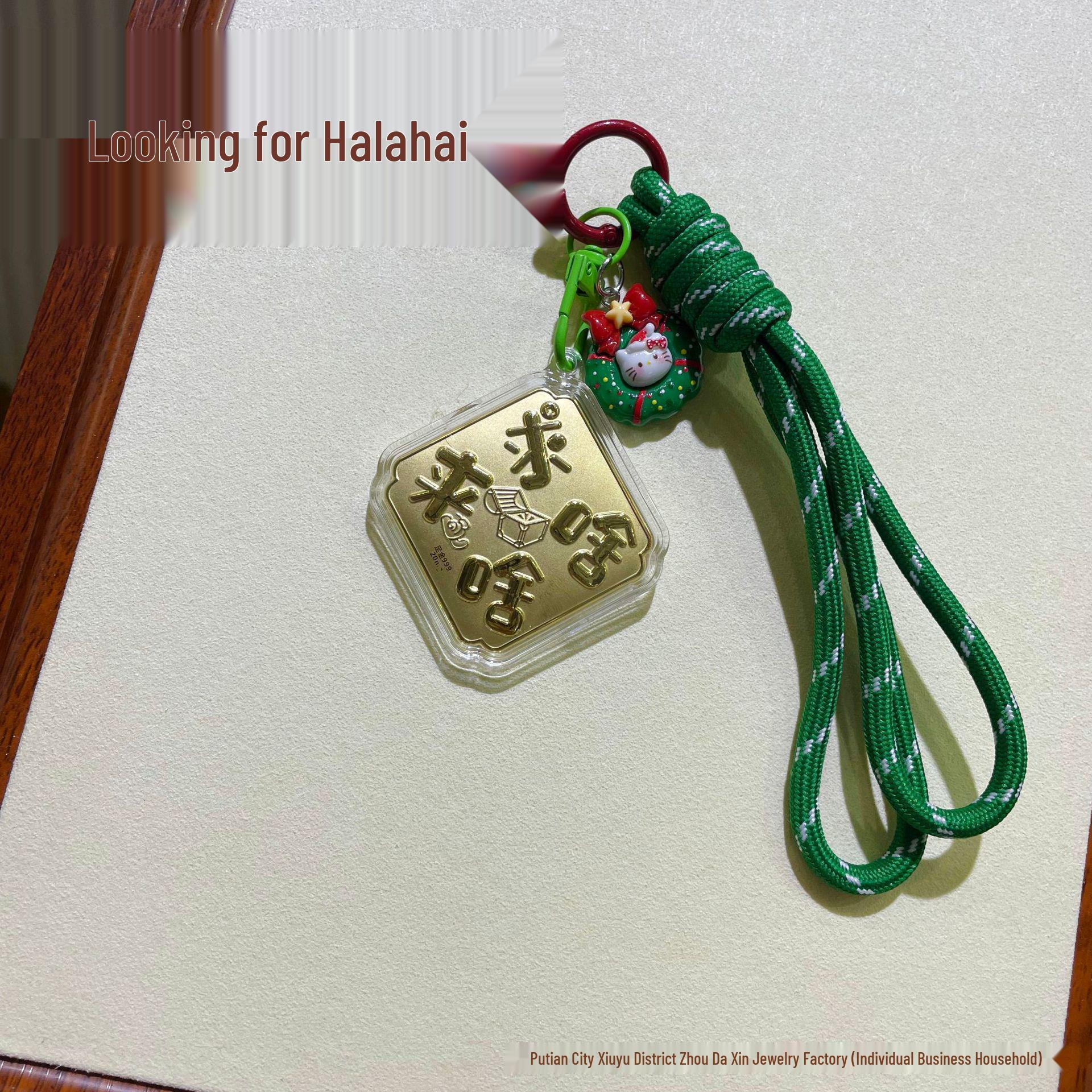 999 Pure Gold Christmas Peace and Joy Keychain Pendant - Ideal Gift for Girlfriend