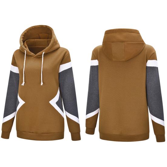 Fashion Unisex Color Block Long Sleeve Drawstring Hooded Sweatshirt Warm Hoodie