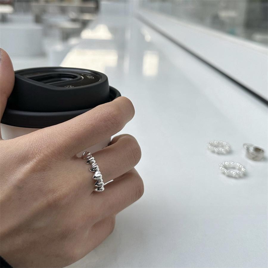Retro S plain ring, non-fading light luxury index finger ring, open ring.