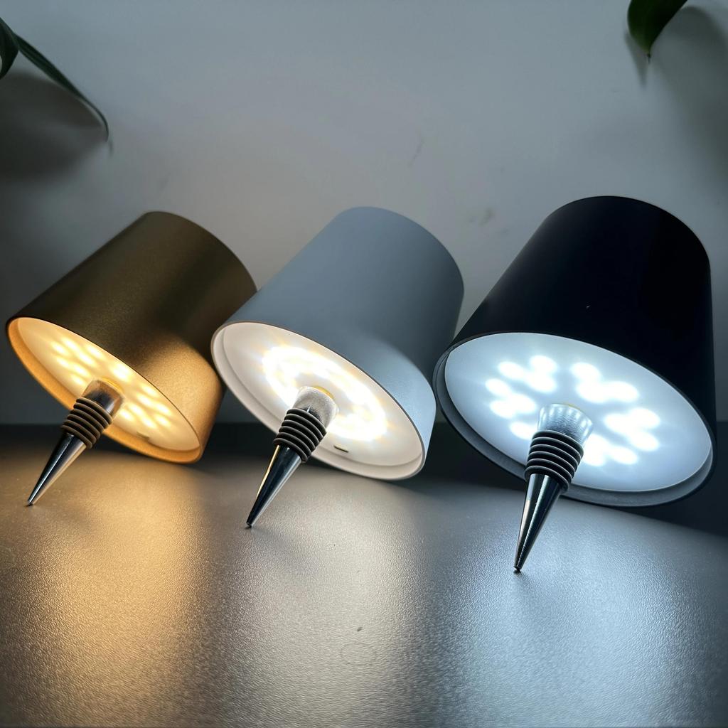 Wine Bottle LED Wireless Table Lamp 3 Colors Infinite Dimming USB Rechargeable Dining Table Lamp Drinking Lights