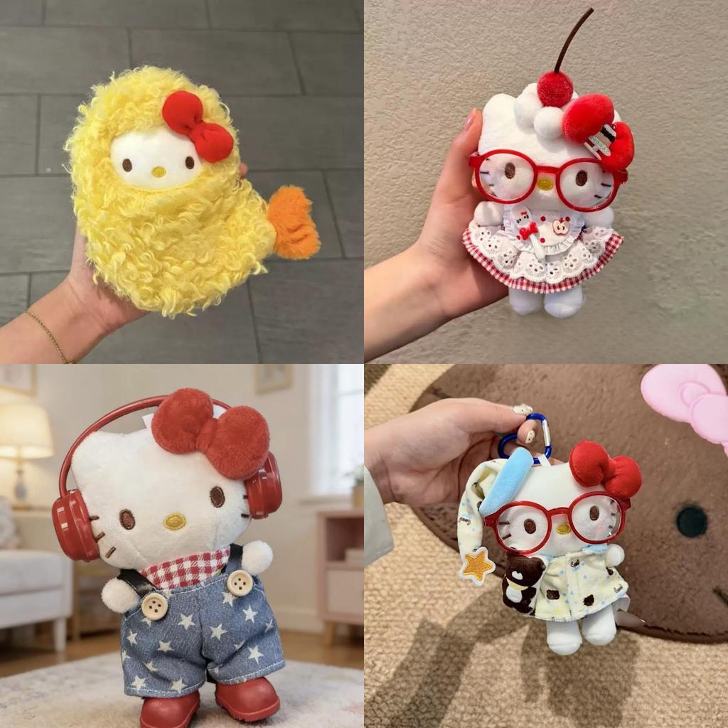 Hello Kitty Plush Keychain With Glasses For Gift And Bag Decoration