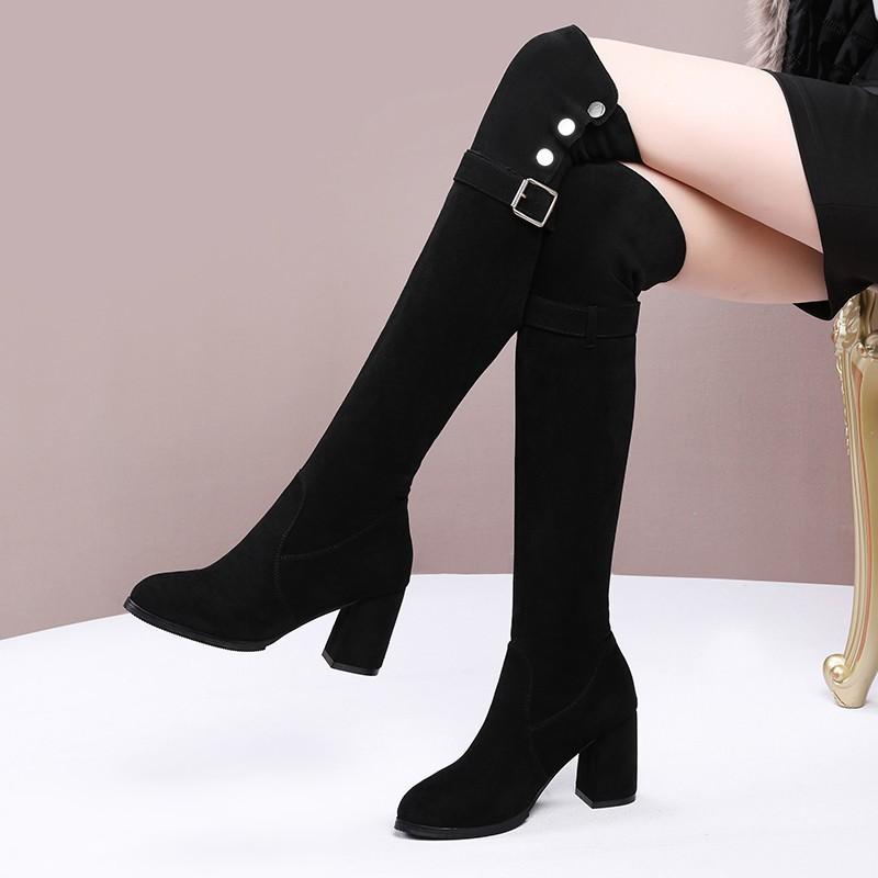 Fashion Women's Long Boots 2024 Autumn and Winter New Item Over The Knee Warm Elastic Slimming Knight Boots