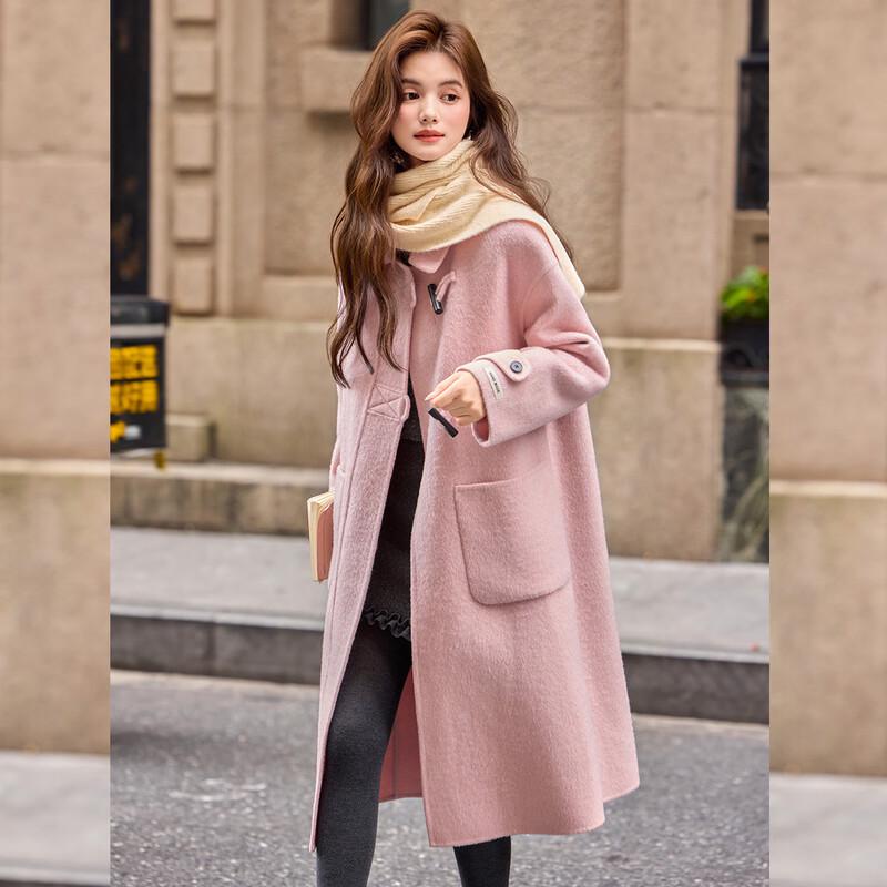 Bailuyu Women's Lapel Collar Wool Blend Double-Faced Coat