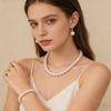 1/2 Sets White Imitation Pearl Jewelry Set Choker Necklace Stud Earrings Bracelet Set Jewelry Accessories