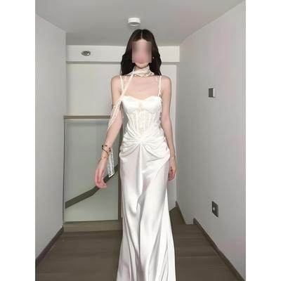 Beautiful and Unique Fishbone Suspender Dress, Summer Celebrity Style, High-end Exquisite Banquet Dress, Casual