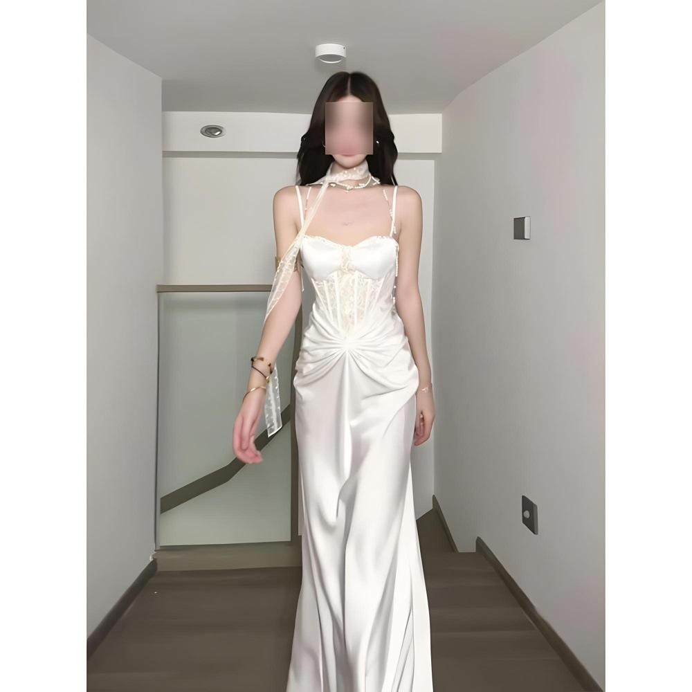 

Красивое и уникальное платье-сарафан на косточках, летний стиль знаменитостей, высококлассное изысканное банкетное платье, повседневное XL- (recommended 110-60kg)