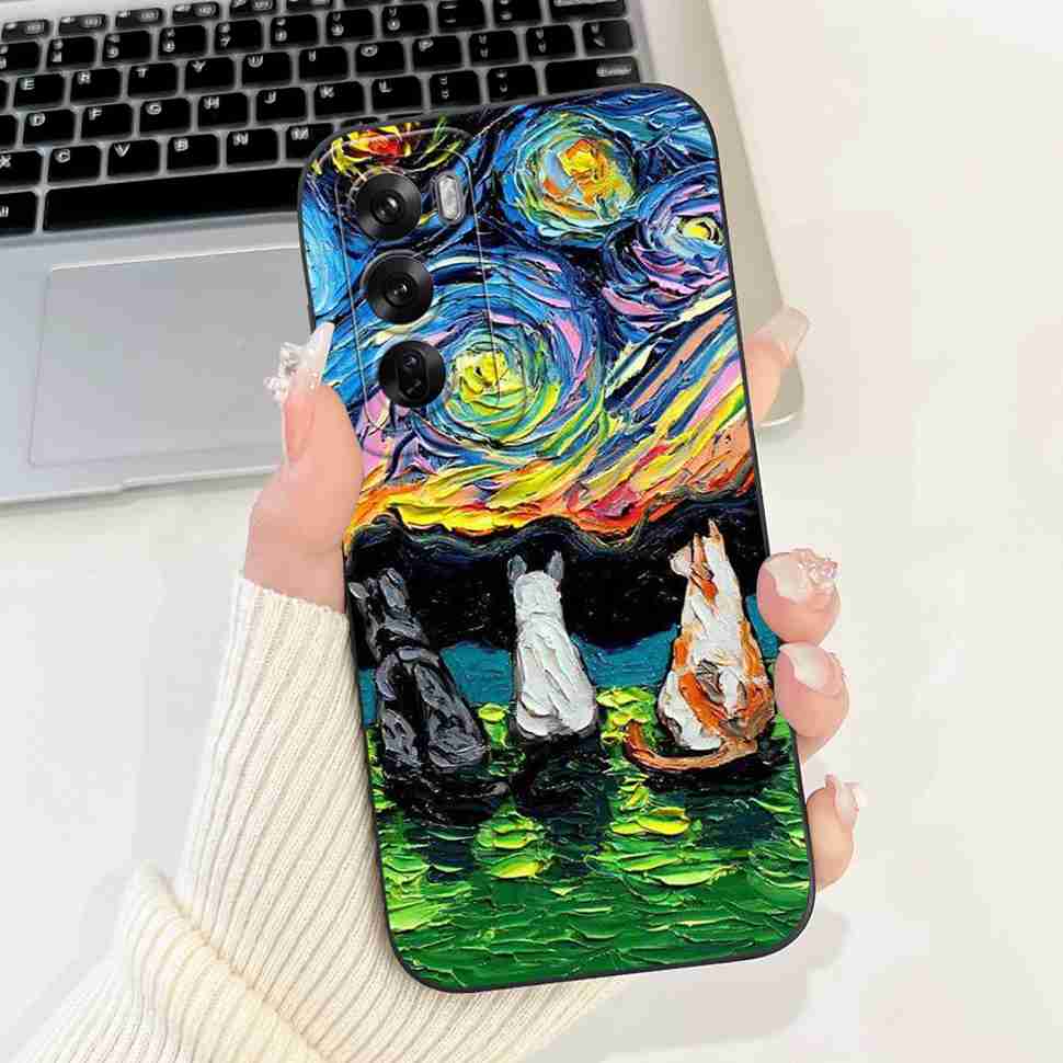 Silicone Case For Oppo Reno12 5G Colorful Small Cat Soft Cover For Oppo Reno 12 F 12F Reno12 FS 5G Protectors Cases Coque