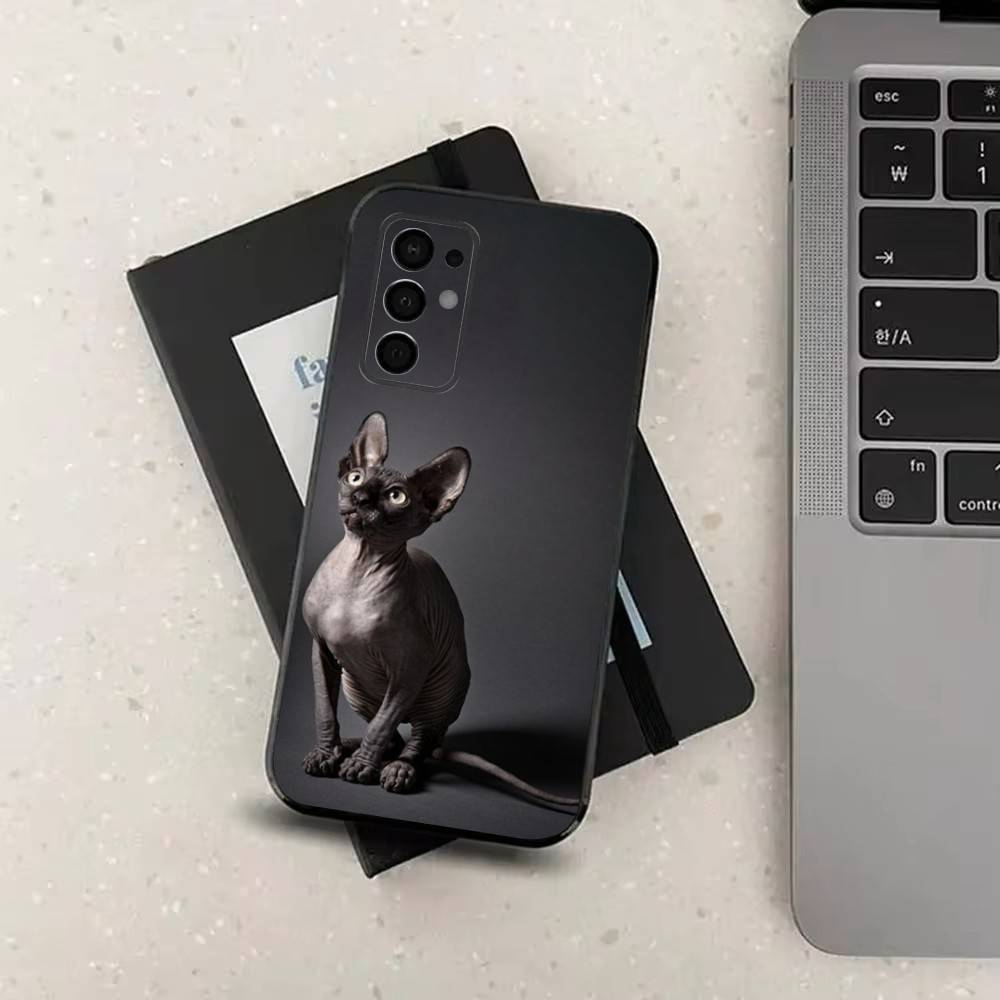 Pet Sphynx Sphinx Cat  For Samsung Galaxy A53,31,52,72,41,Note,J7,8,9,5G,22,73,32,71, Soft Black Silicone Case