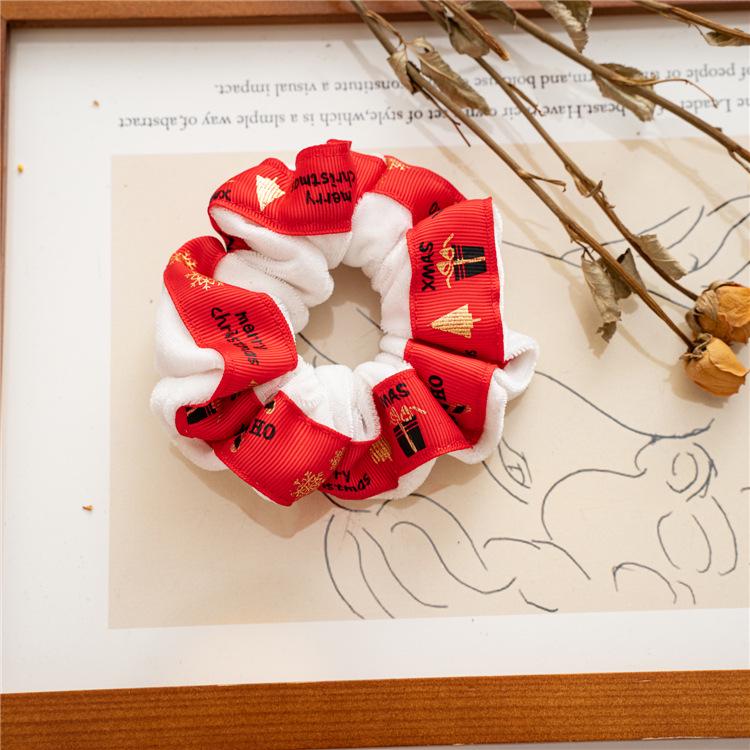 Jesienno-zimowa aksamitna świąteczna wstążka do włosów i opaska na głowę