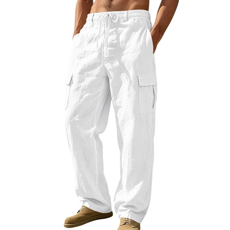Men's Loose Straight-Leg Work Pants Multi-Pocket Breathable Outdoor Plus Size.