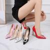 Pointed High Heels Women's Spring New Thin Heels Shallow Mouth Sexy Rhinestone Square Buckle Fairy Shoes Single Shoes Women