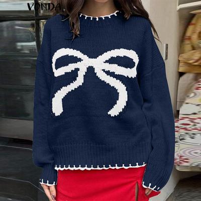 Women Autumn Half Turtleneck Printed Long Sleeve Pullover Sweater