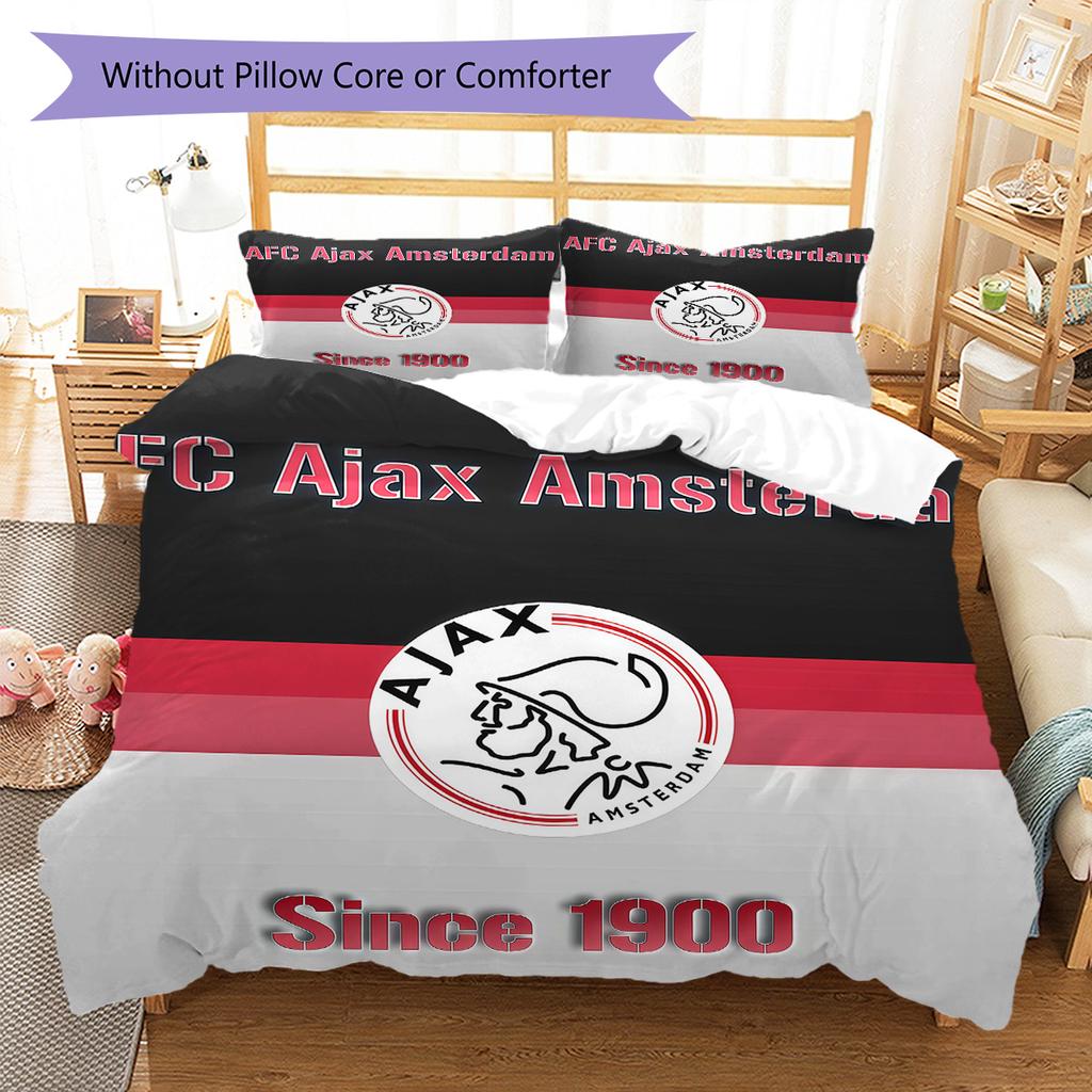 AFC Ajax Logo Bettwäsche Steppdecke Set Bettbezug Kissenbezug Heimdekoration Geburtstagsgeschenk (1 Bettbezug + 2 Kissenbezüge, ohne Füllung)