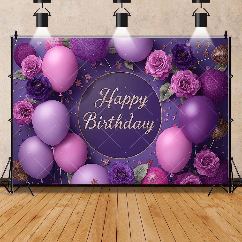 Purple Balloon Butterfly Backdrop Birthday Girls Princess Flower Newborn Babys Shower Party Photography Background Studio Custom