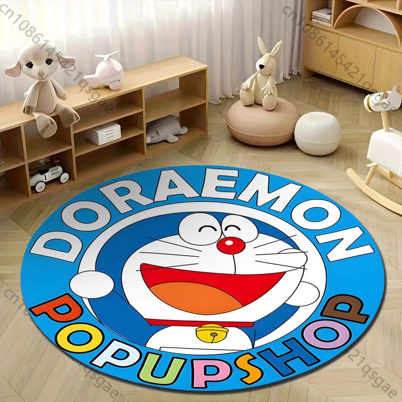Multiple Sizes Doraemon Cartoon Print Round Carpet for Living Room Bedroom Table and Chair Sofa Home Decor Area Rug Play Mat