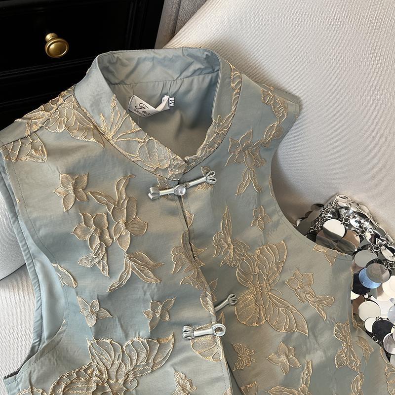 Temperament Butterfly Style Vest Women's 2025 Spring Stand-up Collar Sleeveless Vest Top Vest