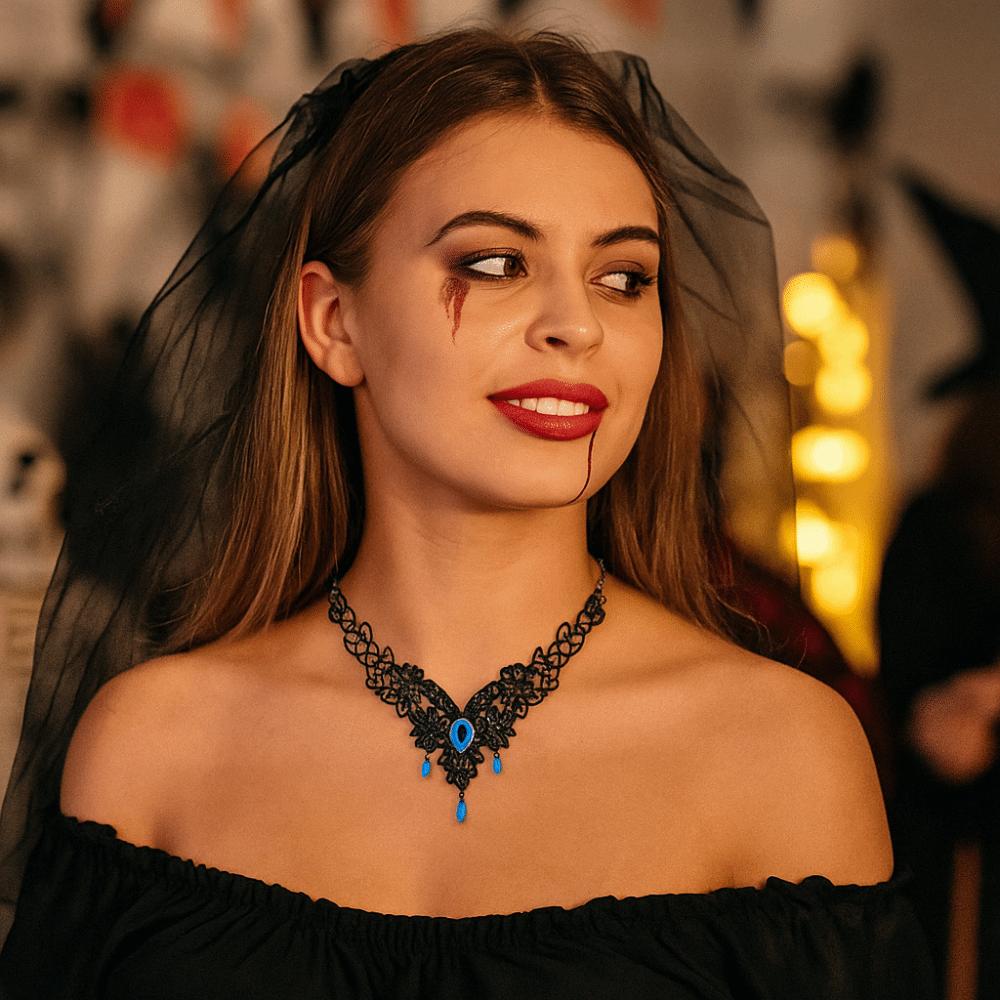Strass Halloween Halskette Anhänger Halloween Schlüsselbein Choker Gothic Accessoires