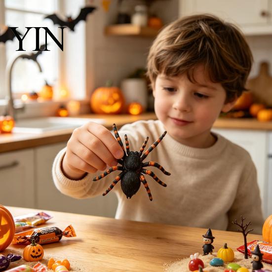 Gedetailleerd Spinnenornament voor Display Realistisch Beeldje, Levensgetrouw Nep Vogelspin Figuur, Plastic Dierlijk Arachnide Model Halloween Grappen Props,