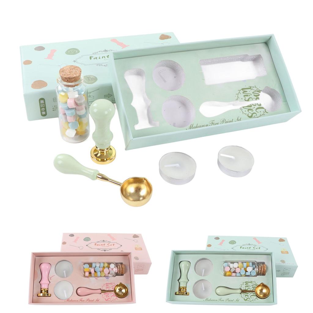 Wax Stamp Kit Retro Removable Handle Iris Pattern Wax Stamp Sealing Kit for Envelope Invitation