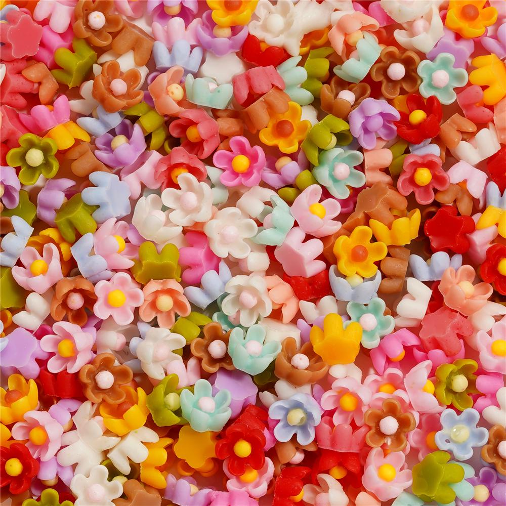

100Pcs/Lot 6/8mm Colorful Cute Resin Mixed Flowers Fillings Materials for DIY Epoxy Resin Mold Nail Art Decor Crafts Accessories
