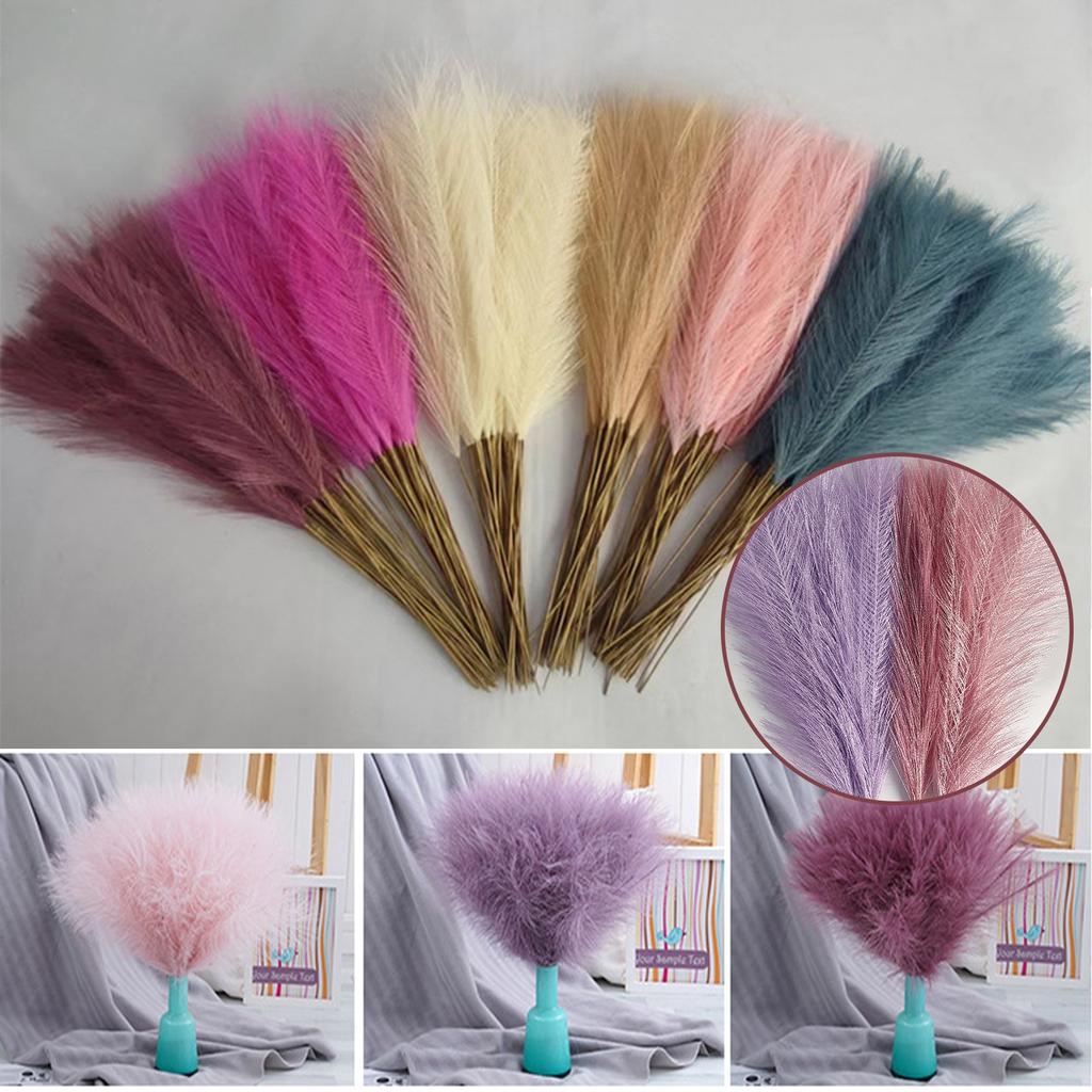 42cm Fluffy Pampas Grass Boho Decor Artificial Flower Fake Plant Reed Simulated Party Wedding Home Decoration Colorful Pampas