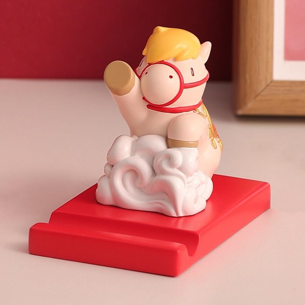 Mascot Zodiac Horse Phone Stand Ornament Festival Decorative Animal Statue 2026 Horse Ornaments Holder Lifelike Chinese Style