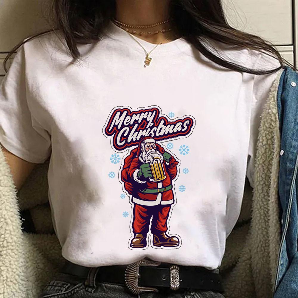 Street Fashion Women Short Sleeve Casual Simple Round Neck Christmas Series Prints Harajuku Graphic T Shirts Women Clothing Tops
