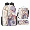 Luxury Popular Funny Novelty Genshin Impact 3D Printed 3pcs/Set Pupil School Bags Laptop Daypack Backpack Lunch Bag Pencil Case