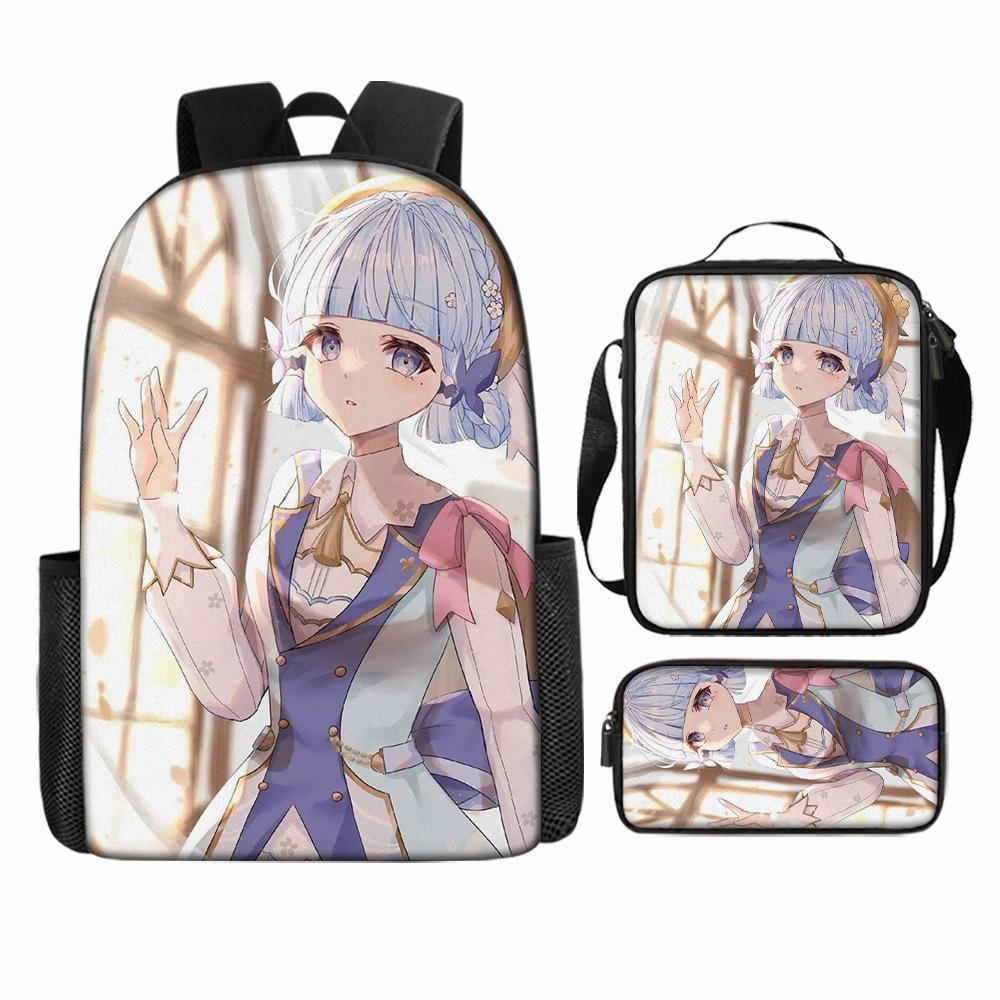 Luxury Popular Funny Novelty Genshin Impact 3D Printed 3pcs/Set Pupil School Bags Laptop Daypack Backpack Lunch Bag Pencil Case