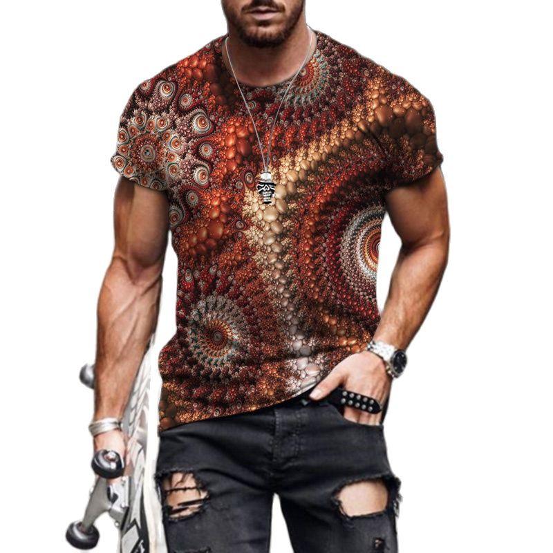 Sommer Herren T-Shirt Farbe Halo Grafik Gedruckt O-Ausschnitt Kurzarm Mode Locker Übergröße Oberteil Damenbekleidung