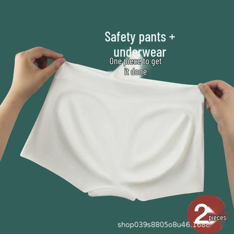 Ice Silk Seamless Mid-Waist Safety Shorts: Anti-Exposure, Anti-Chafing Base Layer for Skirts M fits 40-50 kg белый