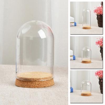 Cubierta de vidrio transparente para semiesferas de 10 a 18 cm, cubierta de cúpula de vidrio para proteger flores secas, jarrones de plantas suculentas, decoración de mesa de madera.