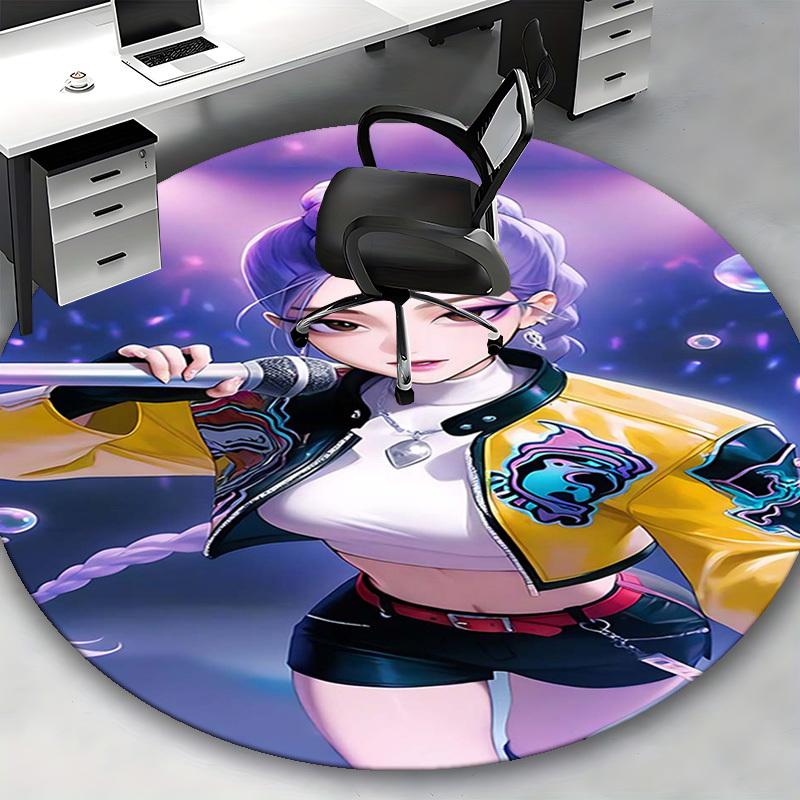 1pc Anime Design Round Carpet - Office Chair Mat, Non-Slip Rug for Anime Fans | Festival Gift, Seasonal Decor | Suitable for Home Office, Living Room