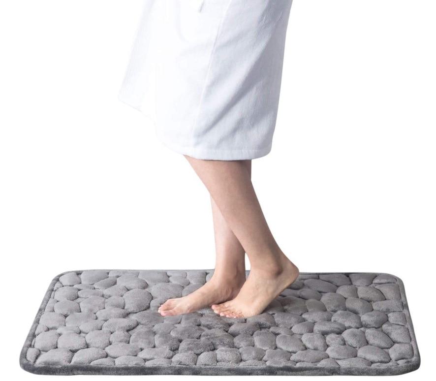 Kopfsteinpflaster geprägte Badezimmer-Badematte, rutschfeste Teppiche im Waschbecken, Badewanne, seitlicher Bodenteppich, Duschraum-Fußmatte, Memory-Schaum-Pad