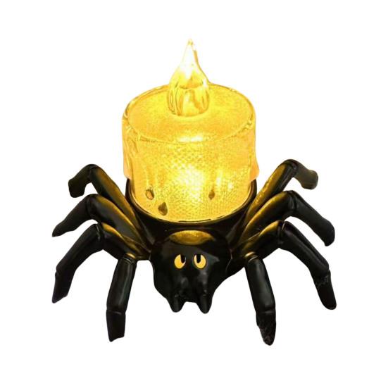 Halloween Candle Light Battery Operated Flameless LED Spider Tealights Electric Flickering Fake Candle Halloween Party Decoration