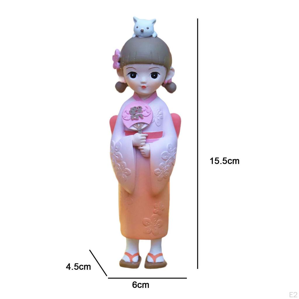 Guan Yin Kabuki Geisha Figurine Female Buddha Resin Statue Japanese Kimono Doll Traditional Gifts