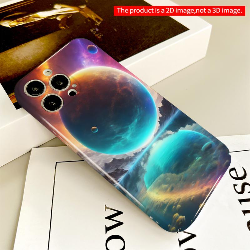 2DFlat Cosmic Planet Reflection Sky All inclusive film hard iPhone case, compatible with iPhone 18 Pro Max 17 16 15 14 13 12 11